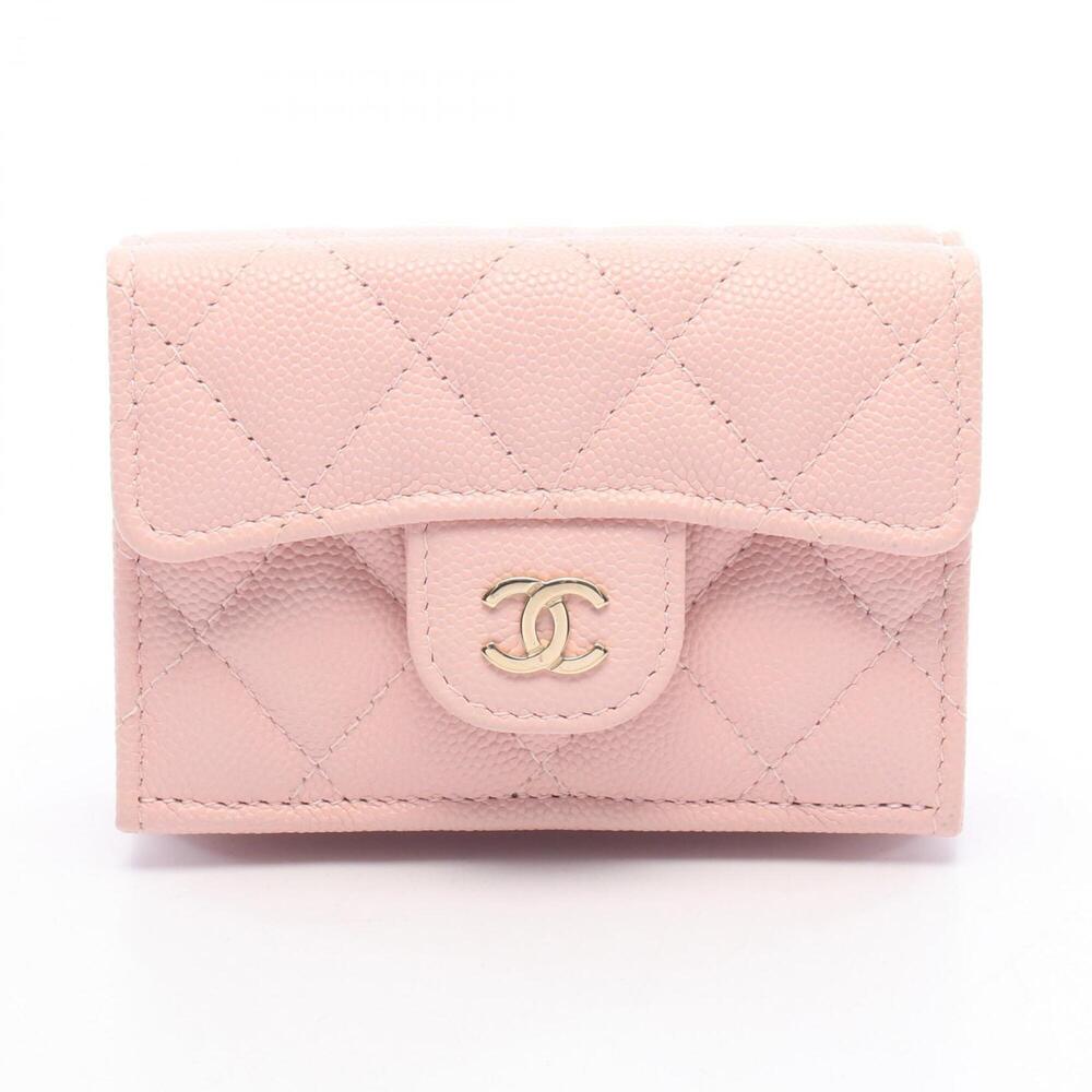 Chanel Classic Small Flap Wallet Matelassé Tri-fold Wallet, Caviar Leather (G...
